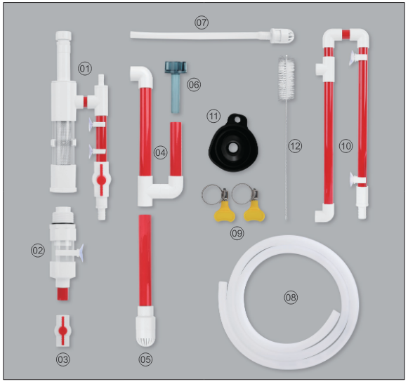 hygger HG183 Single Tube Fish Waste Collector - PRODUCT DIAGRAM