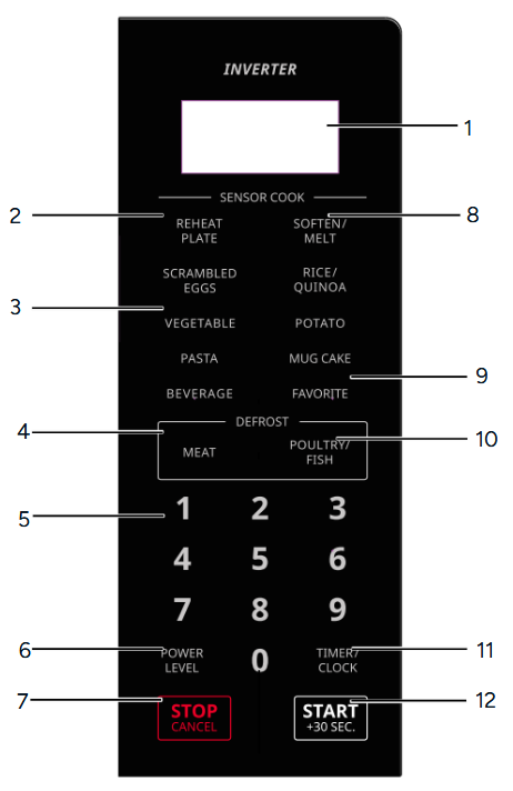 kogan KAGMA45INMA 45L Inverter Microwave with Mirror Finish - Control Panel