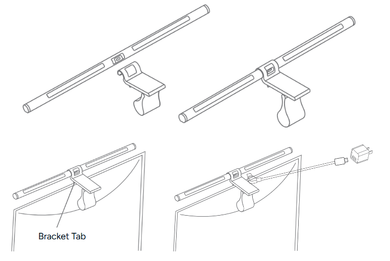 kogan KAPCLAMPRCA 51cm Monitor Light Bar with Remote Controller - Installation