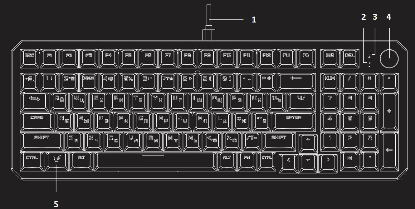 ARDOR GAMING AG-ODM-B98-RED-B Mechanical Gaming Keyboard - Device Diagram