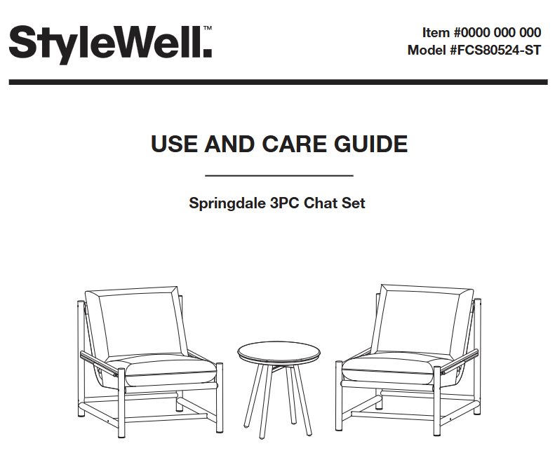 StyleWell FCS80524-ST Springdale 3PC Chat Set - front page