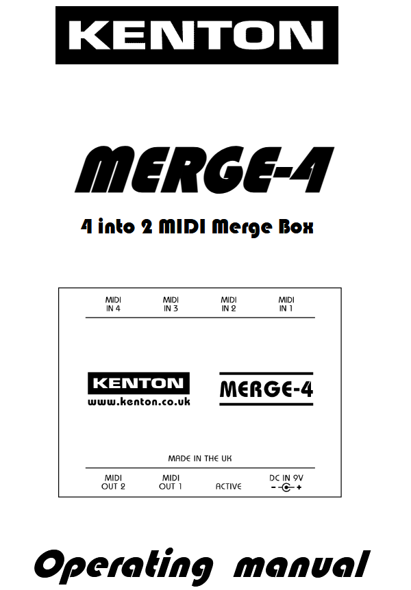 KENTON MERGE-4 3009 4 into 2 MIDI Merge Box