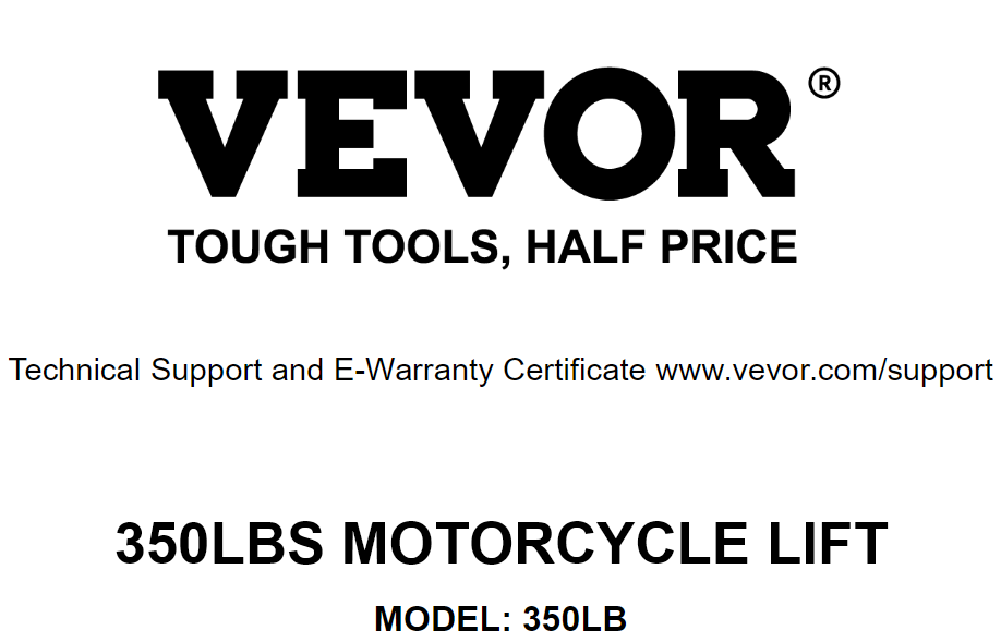 VEVOR 350LB Motorcycle Lift - front page
