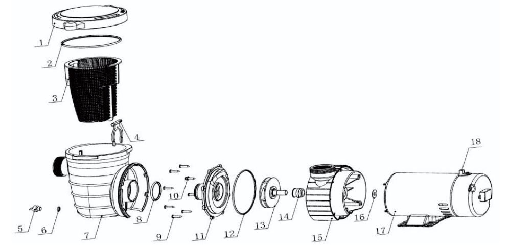 VEVOR SPP2200 Swimming Pool Pump User Manual-Main parts